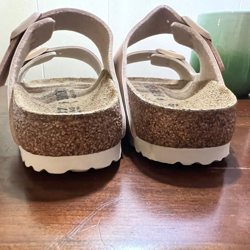 Birkenstock Arizona Two Strap Sandals Pink White Colorblock Size 37 Womens 6-6.5 - Picture 11 of 13